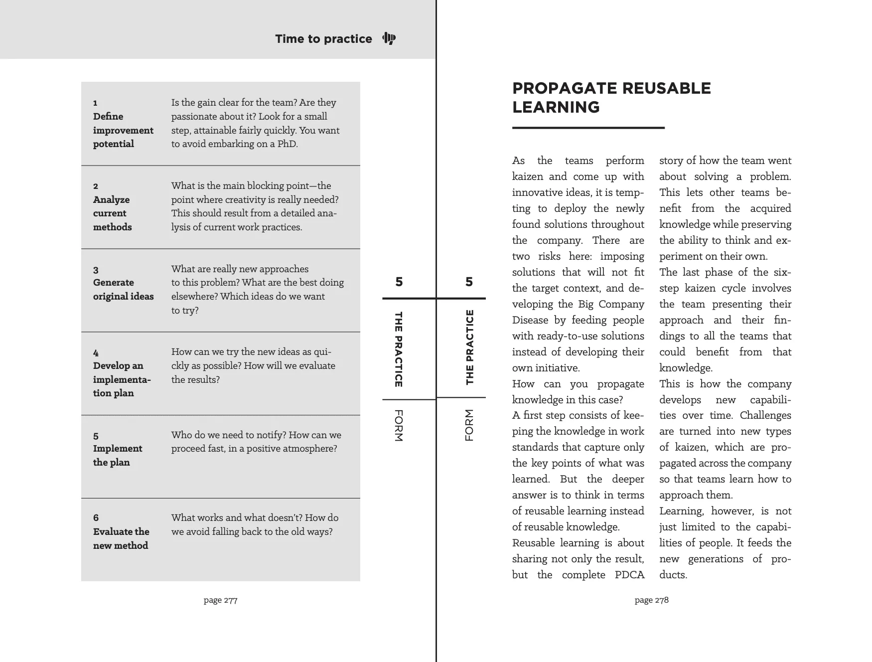 Double page du livre Learning to Scale : Propagate reusable learning