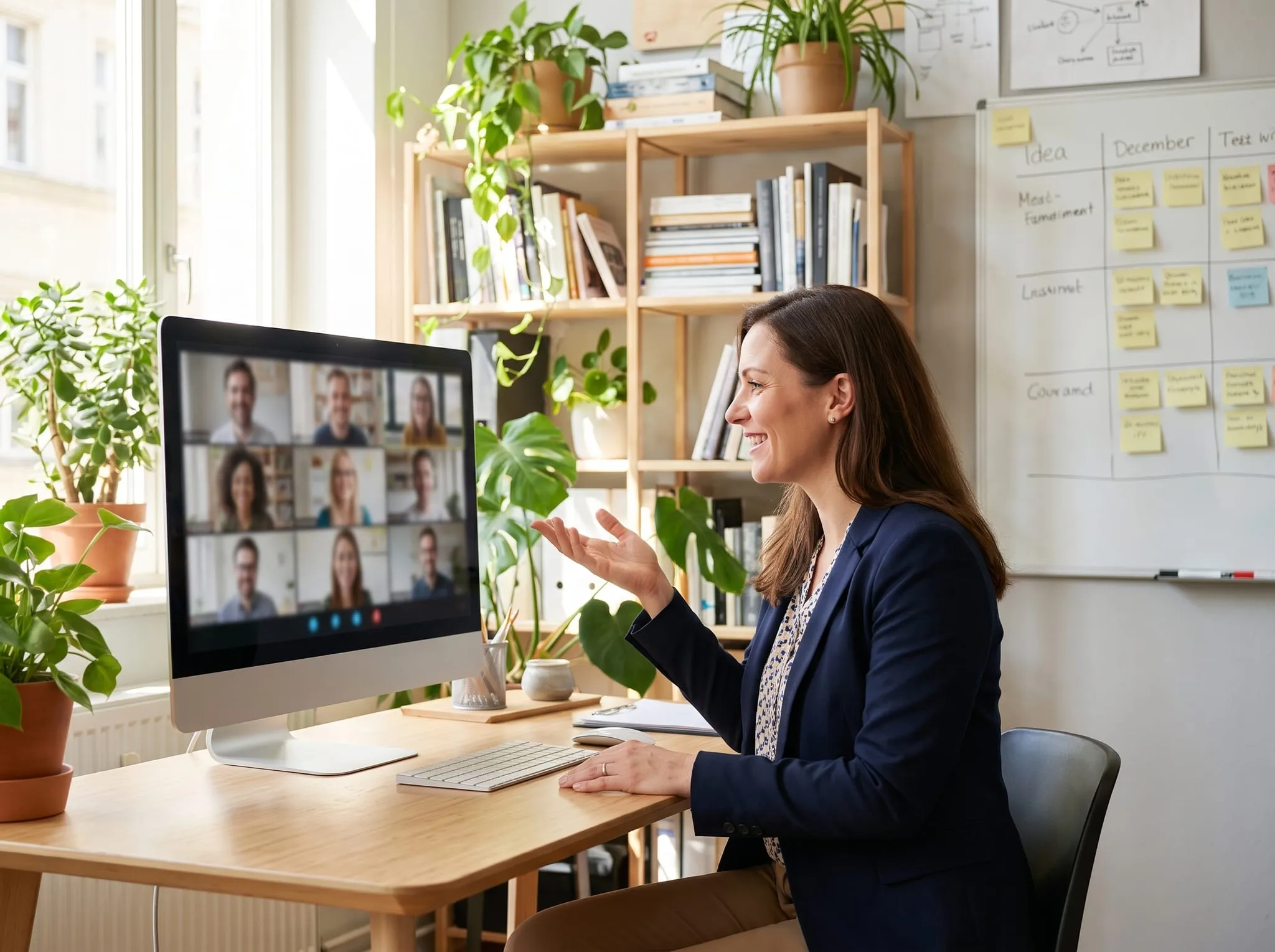 Une participante présente son agent au groupe en visio